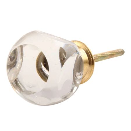 Clear Glass Round Cut Dresser Knob Online 